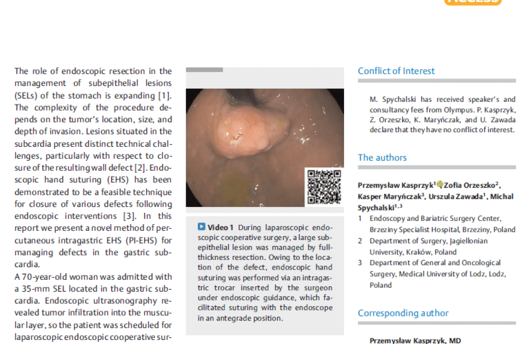 Publikacja w&nbsp;Endoscopy — najważniejszym piśmie endoskopowym na świecie