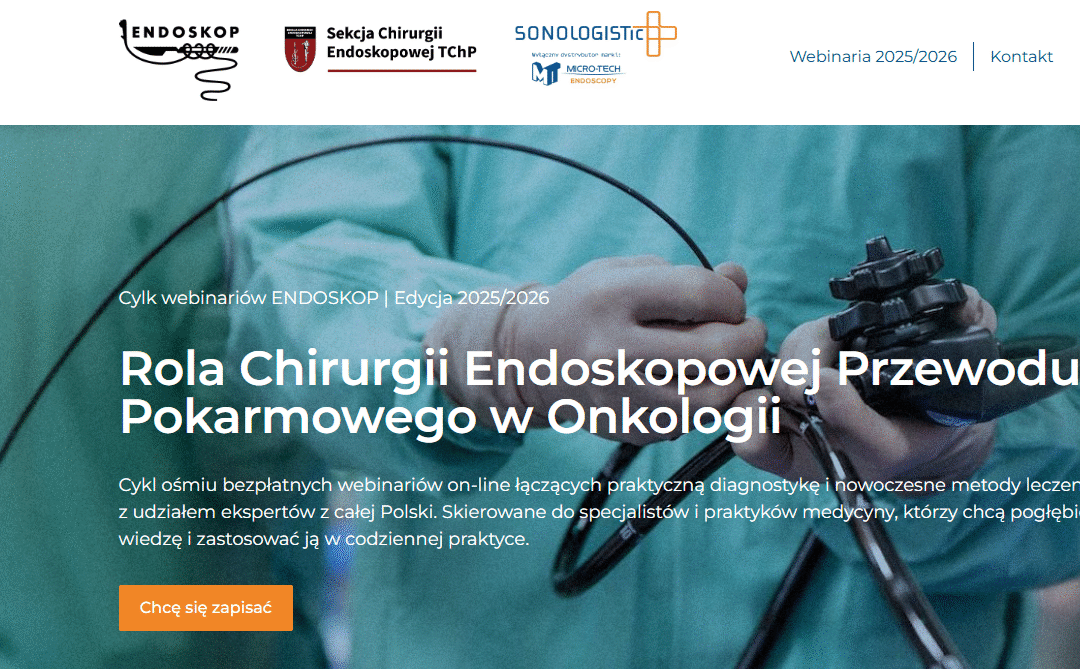 Cykl webinarów — Endoskop dla chirurgów i&nbsp;gastroenterologów interesujących się endoskopią.