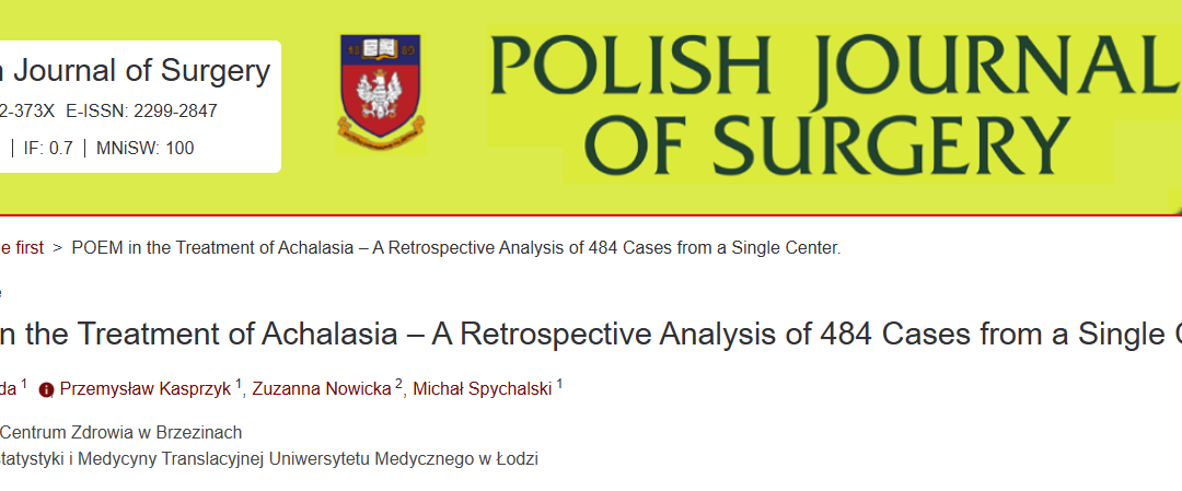 Nowa publikacja ‑wyniki 484 zabiegów POEM wykonanych w&nbsp;naszym ośrodku